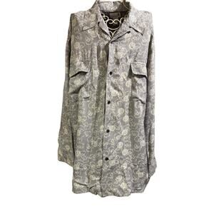 Visitor Silk Shirt Size L Gray Long Sleeve